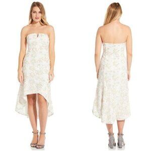 NWT Adrianna Papell White Gold Guipure Lace Midi Dress $249